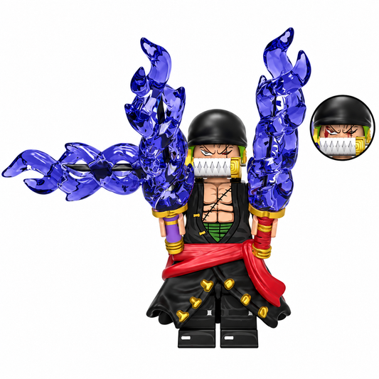 Roronoa Zoro (Blue Flame Blades) Custom One Piece Anime Minifigure